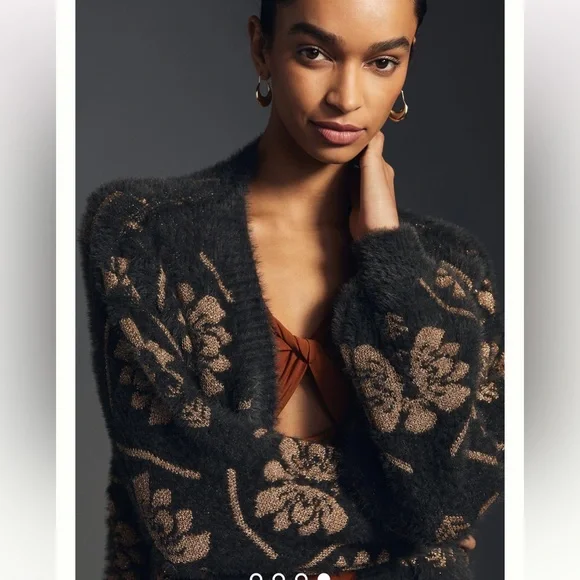 Anthropologie Maeve metallic cardigan sweater - Picture 4 of 10